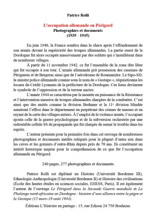 Occupation allemande en Périgord présentation
